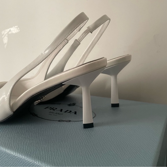 Prada Women's Elegant White Slingback Heels - Picture 6 of 6